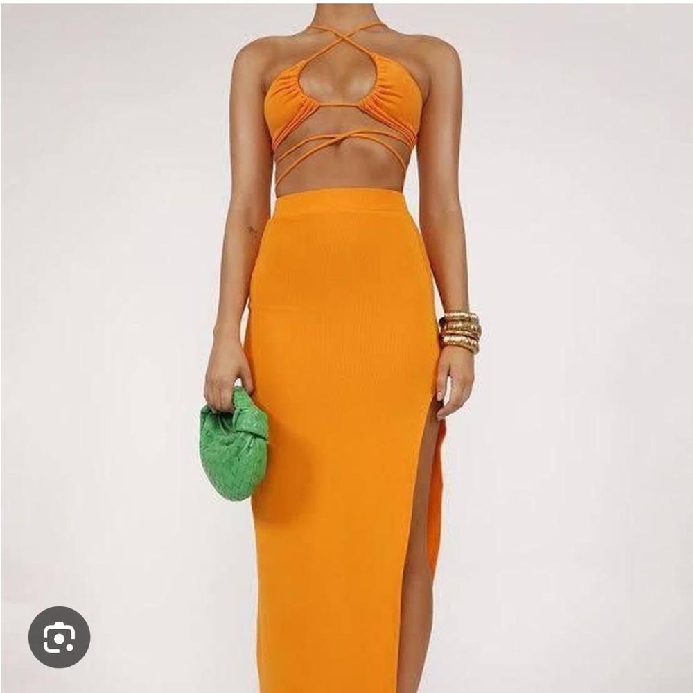 Tiger Mist Kellie Orange Midi Skirt & Top Set